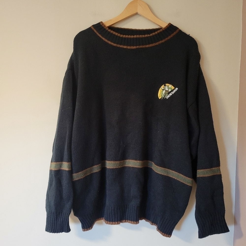 Vintage Knit Boyfriend Stiped Sweater Apres Ski Grunge Snowboarding Size Large